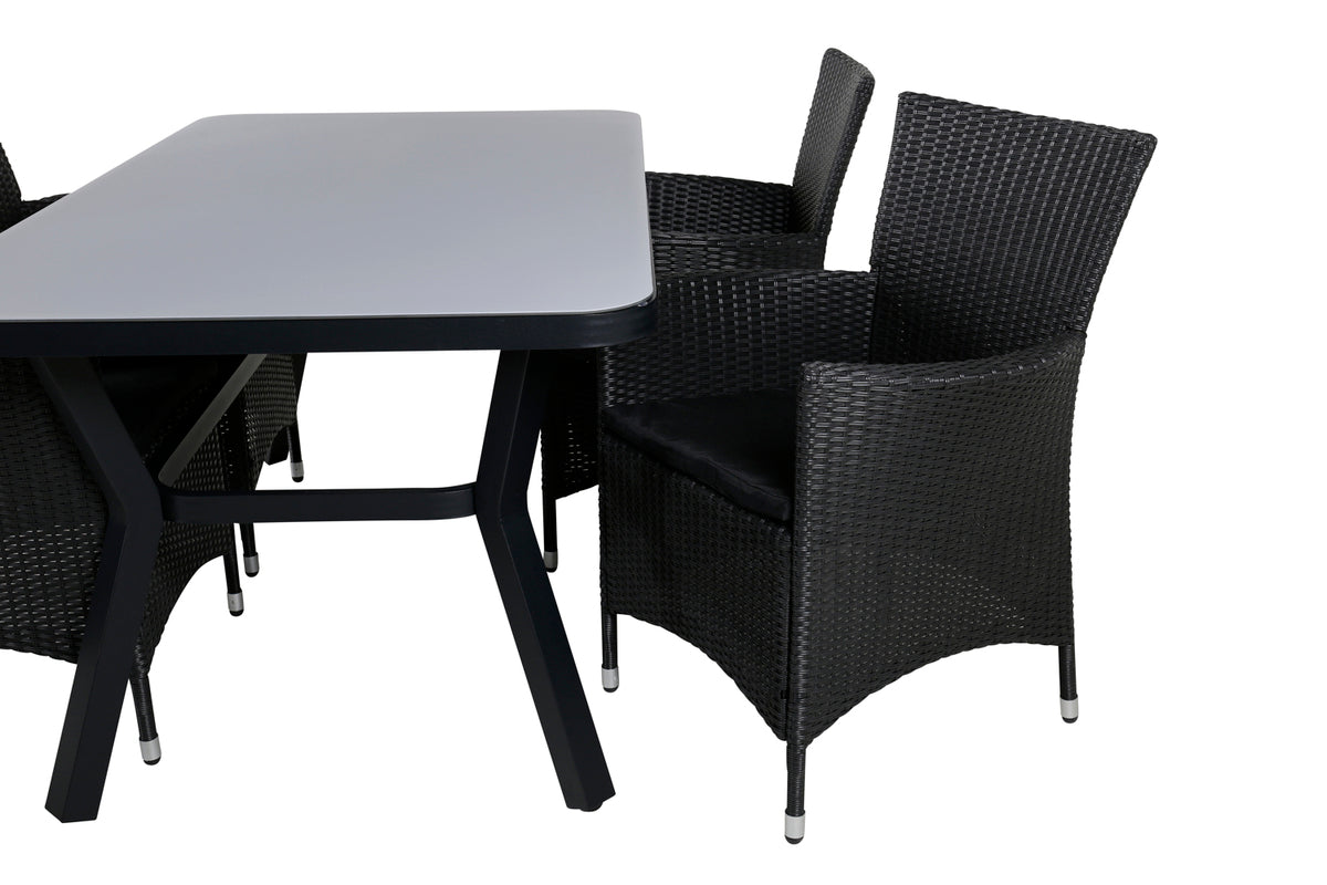 Virya & Knick Spisebord 160 x 91 + Spisestole Sort