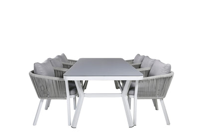 Virya Rektangulært Spisebord 74 x 200 x 100 Hvid + Spisestole 2-pak Grå