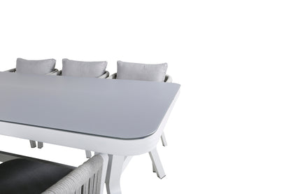 Virya Rektangulært Spisebord 74 x 200 x 100 Hvid + Spisestole 2-pak Grå