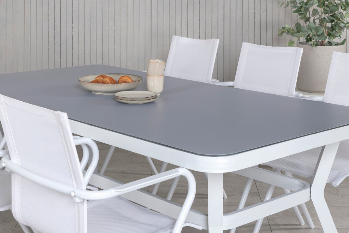 Virya & Alina Spisebord 200x100 + Spisestole Hvid