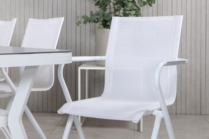 Virya & Alina Spisebord 200x100 + Spisestole Hvid