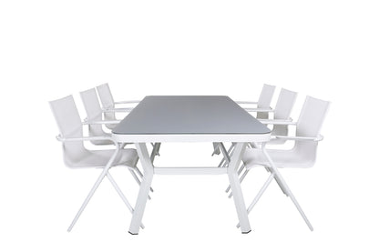 Virya & Alina Spisebord 200x100 + Spisestole Hvid