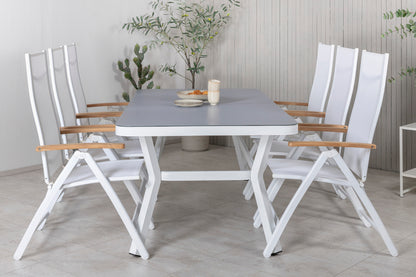 Virya & Panama Spisebord 200x100 + Positionsstole Hvid