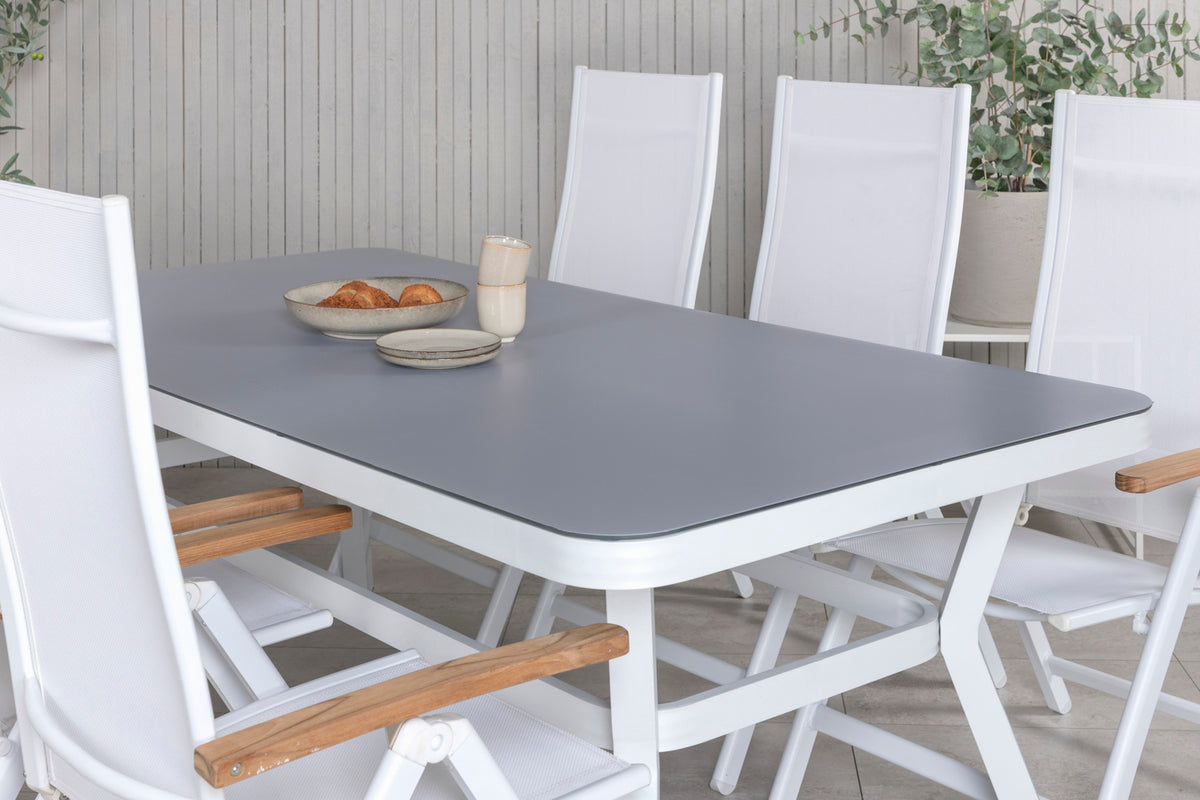 Virya & Panama Spisebord 200x100 + Positionsstole Hvid