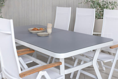 Virya & Panama Spisebord 200x100 + Positionsstole Hvid