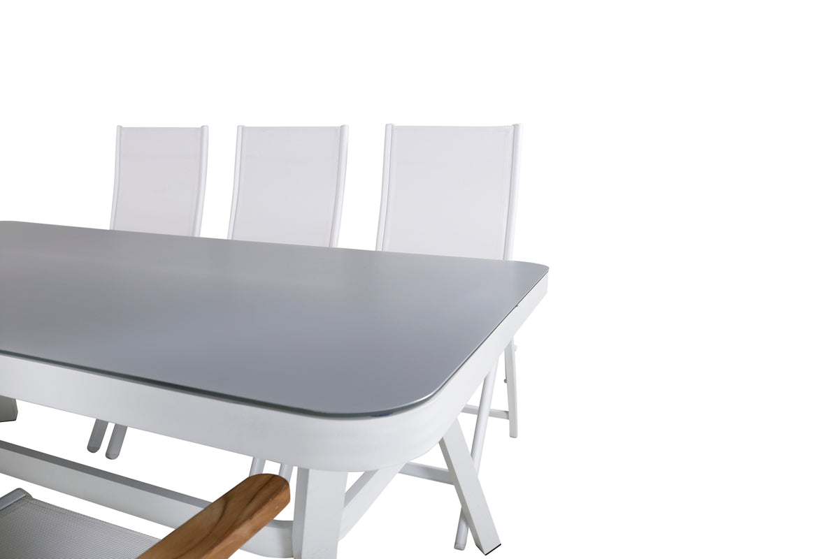 Virya & Panama Spisebord 200x100 + Positionsstole Hvid