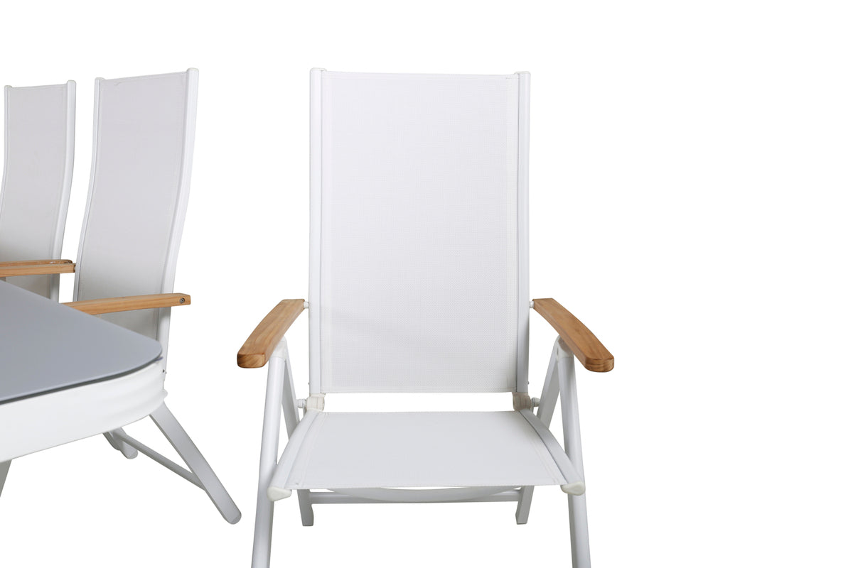 Virya & Panama Spisebord 200x100 + Positionsstole Hvid