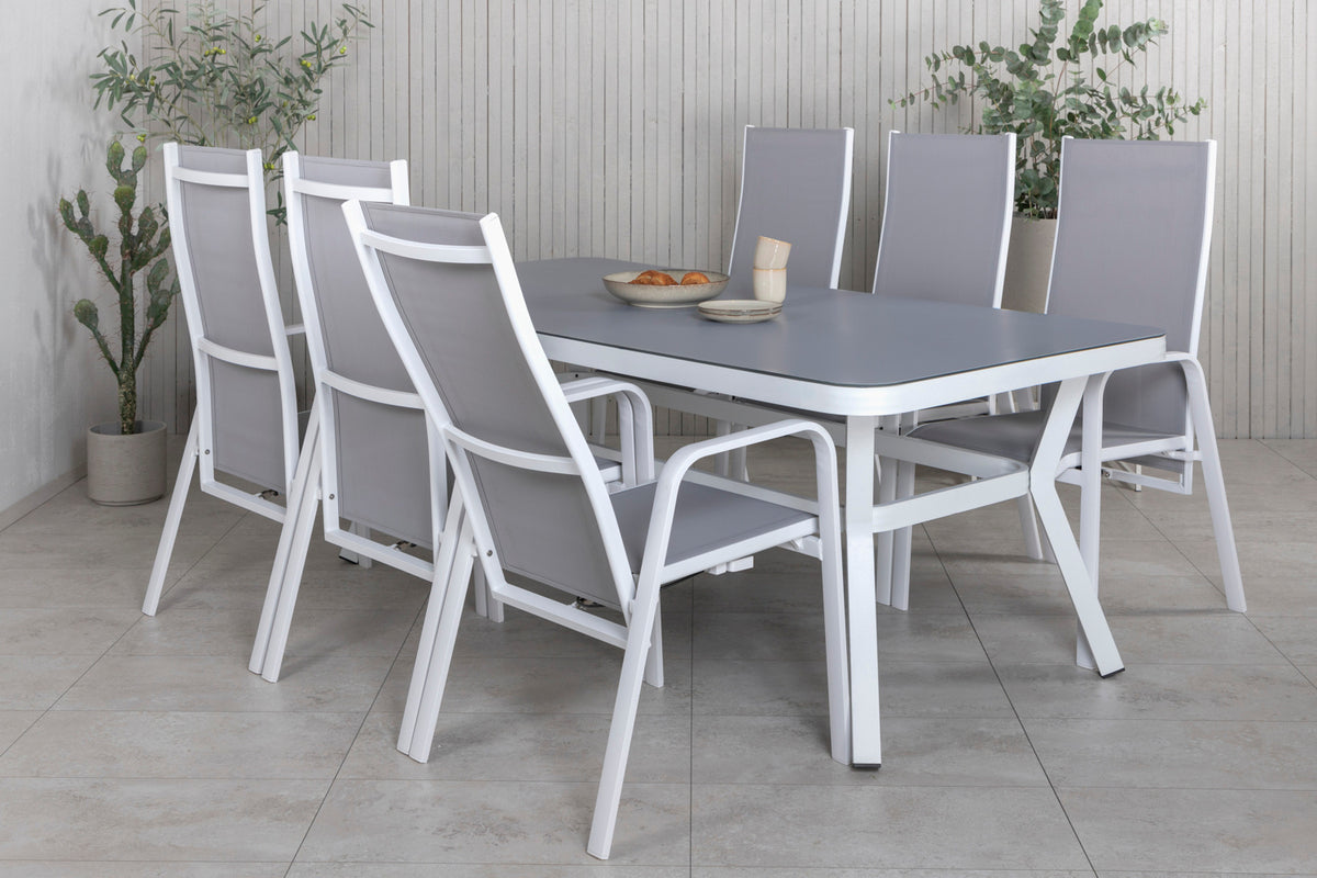 Virya & Copacabana Spisebord 200x100 + Reclinerstole Grå