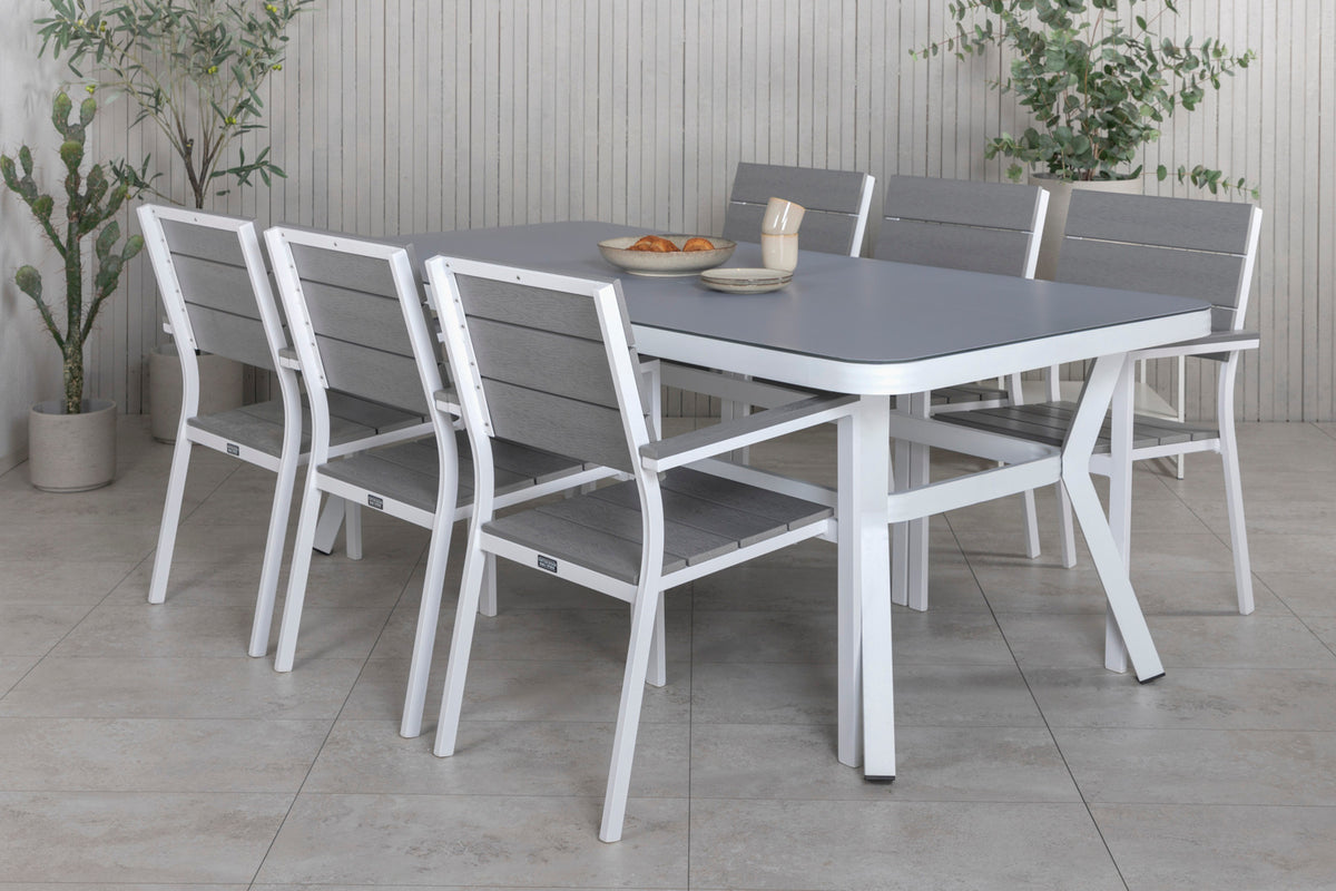 Virya & Levels Spisebord 200x100 + Spisestole Grå