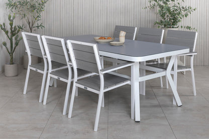 Virya & Levels Spisebord 200x100 + Spisestole Grå