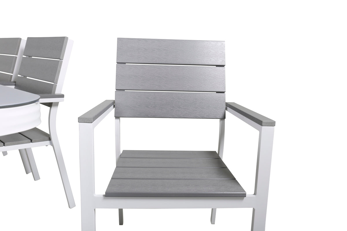 Virya & Levels Spisebord 200x100 + Spisestole Grå