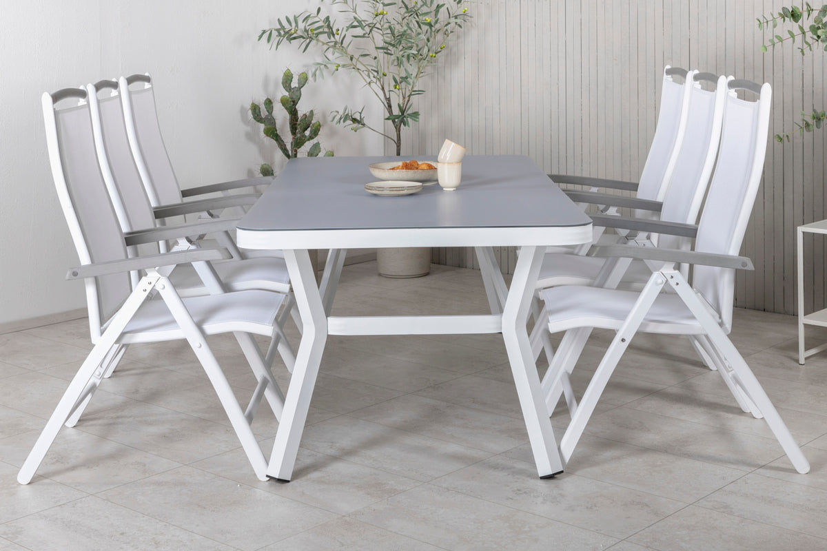 Virya & Albany Spisebord 200x100 + Positionsstole Hvid