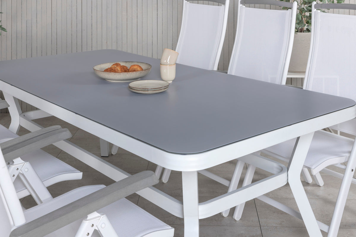 Virya & Albany Spisebord 200x100 + Positionsstole Hvid
