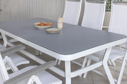 Virya & Albany Spisebord 200x100 + Positionsstole Hvid