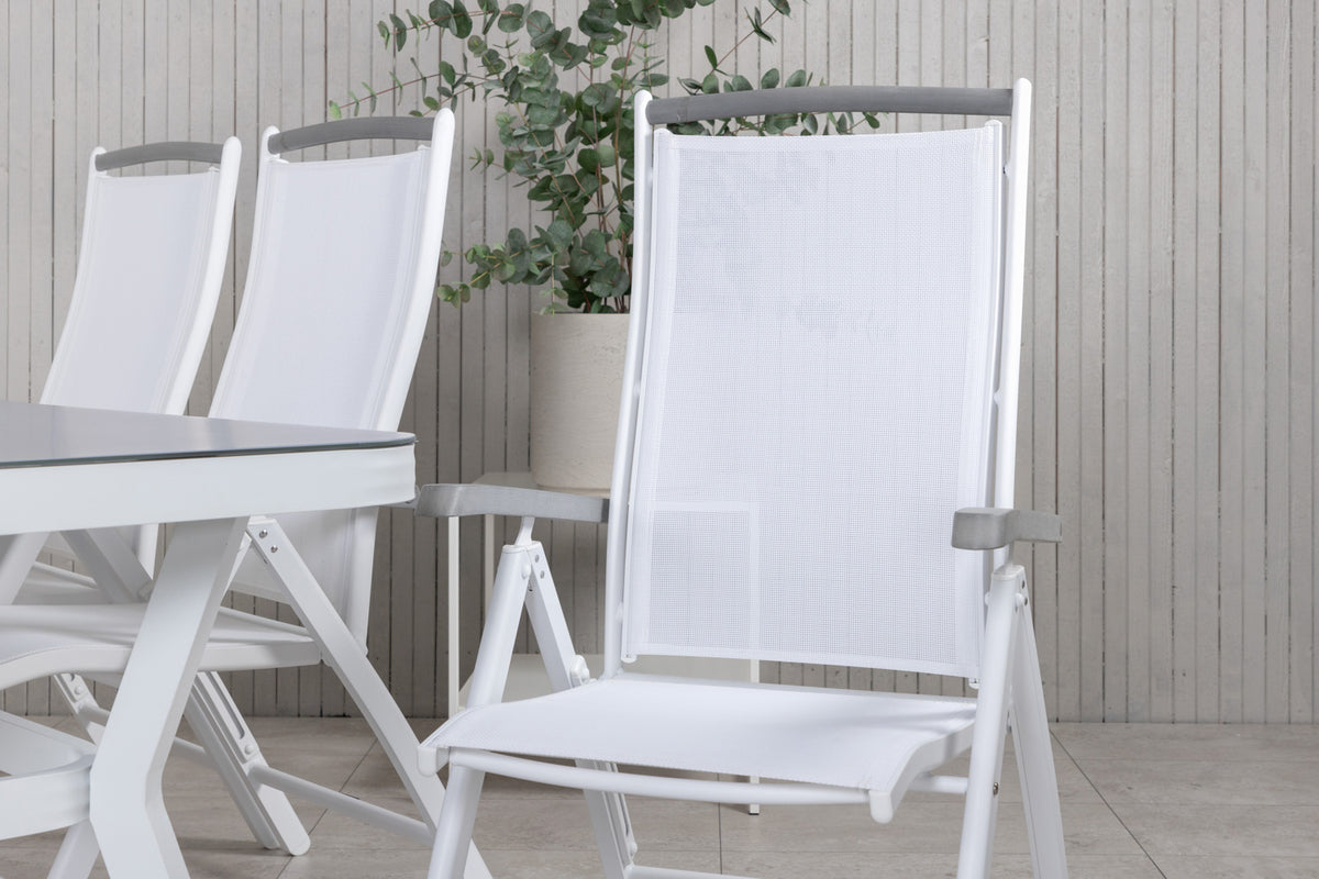 Virya & Albany Spisebord 200x100 + Positionsstole Hvid