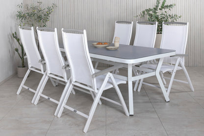 Virya & Albany Spisebord 200x100 + Positionsstole Hvid