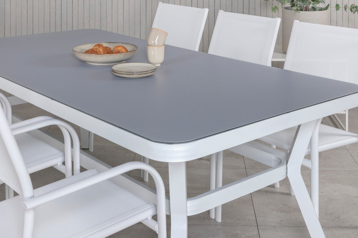 Venture Home Virya & Santorini Spisebord 200x100 + Spisestole Hvid