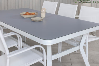 Venture Home Virya & Santorini Spisebord 200x100 + Spisestole Hvid