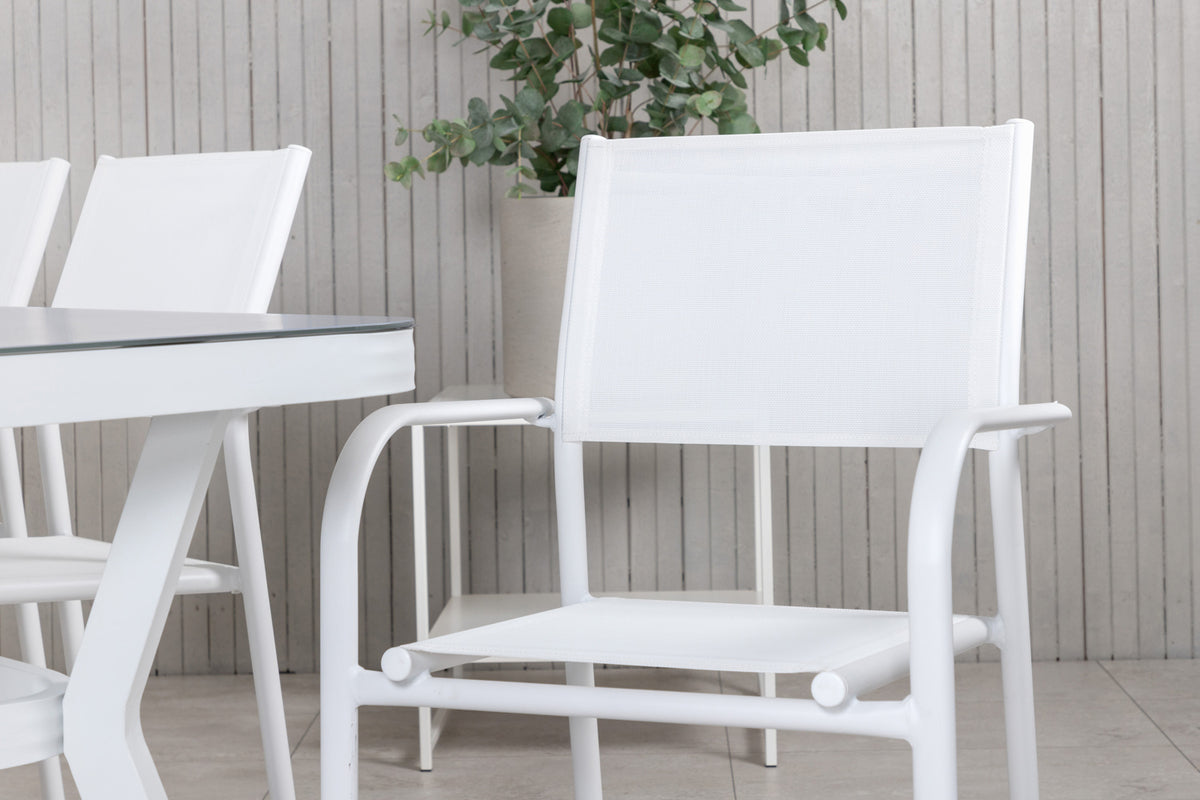 Venture Home Virya & Santorini Spisebord 200x100 + Spisestole Hvid