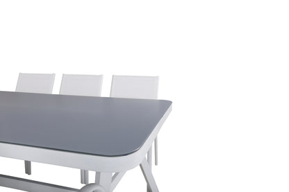 Venture Home Virya & Santorini Spisebord 200x100 + Spisestole Hvid