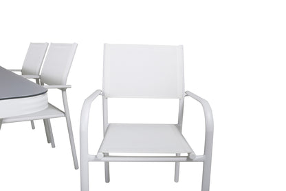 Venture Home Virya & Santorini Spisebord 200x100 + Spisestole Hvid