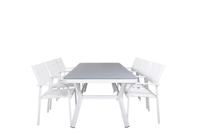 Venture Home Virya & Santorini Spisebord 200x100 + Spisestole Hvid