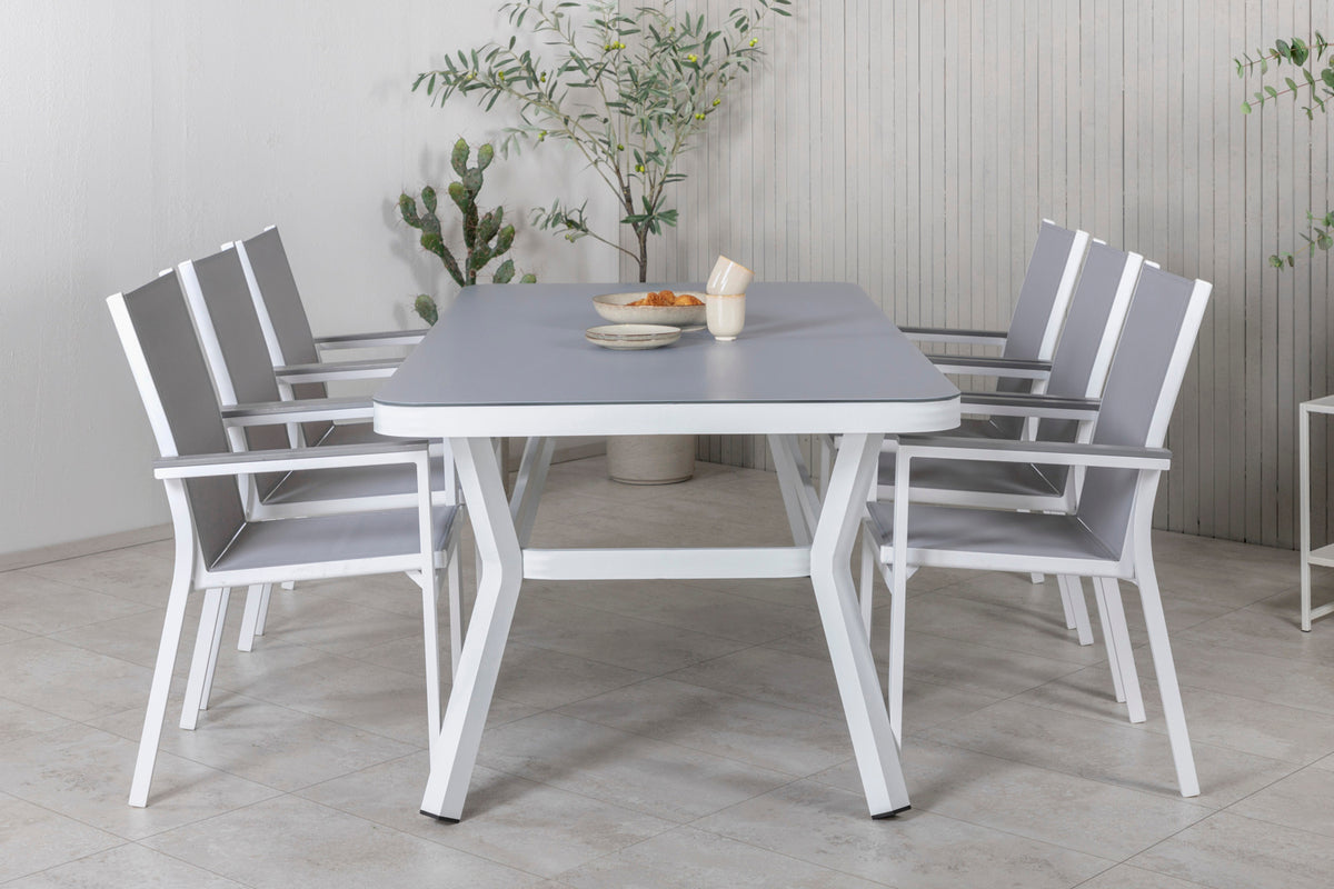 Venture Home Virya & Parma Spisebord 200x100 + Spisestole Grå