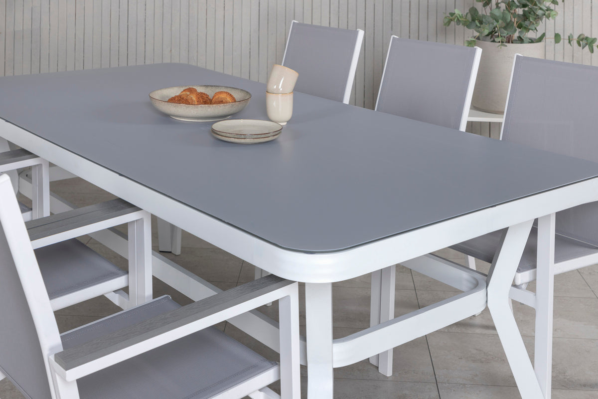 Venture Home Virya & Parma Spisebord 200x100 + Spisestole Grå