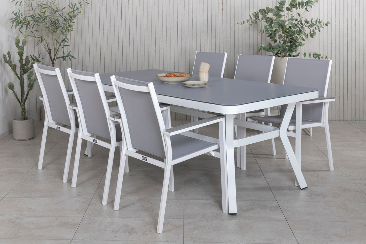 Venture Home Virya & Parma Spisebord 200x100 + Spisestole Grå