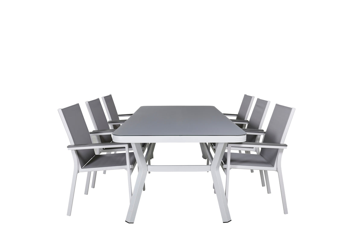 Venture Home Virya & Parma Spisebord 200x100 + Spisestole Grå