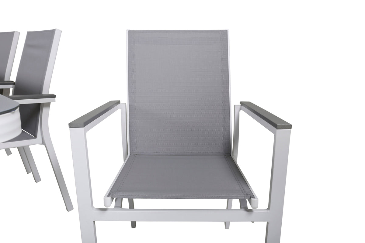 Venture Home Virya & Parma Spisebord 200x100 + Spisestole Grå