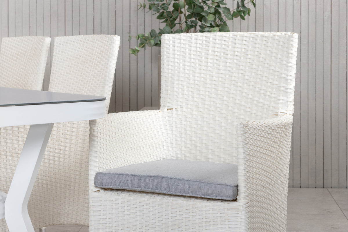 Virya & Malin Spisebord 200x100 + Spisestole Hvid