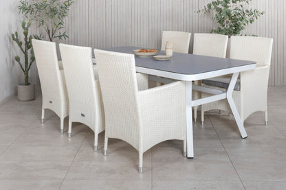 Virya & Malin Spisebord 200x100 + Spisestole Hvid