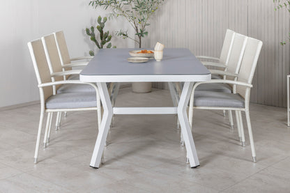 Virya & Anna Spisebord 200x100 + Spisestole Hvid