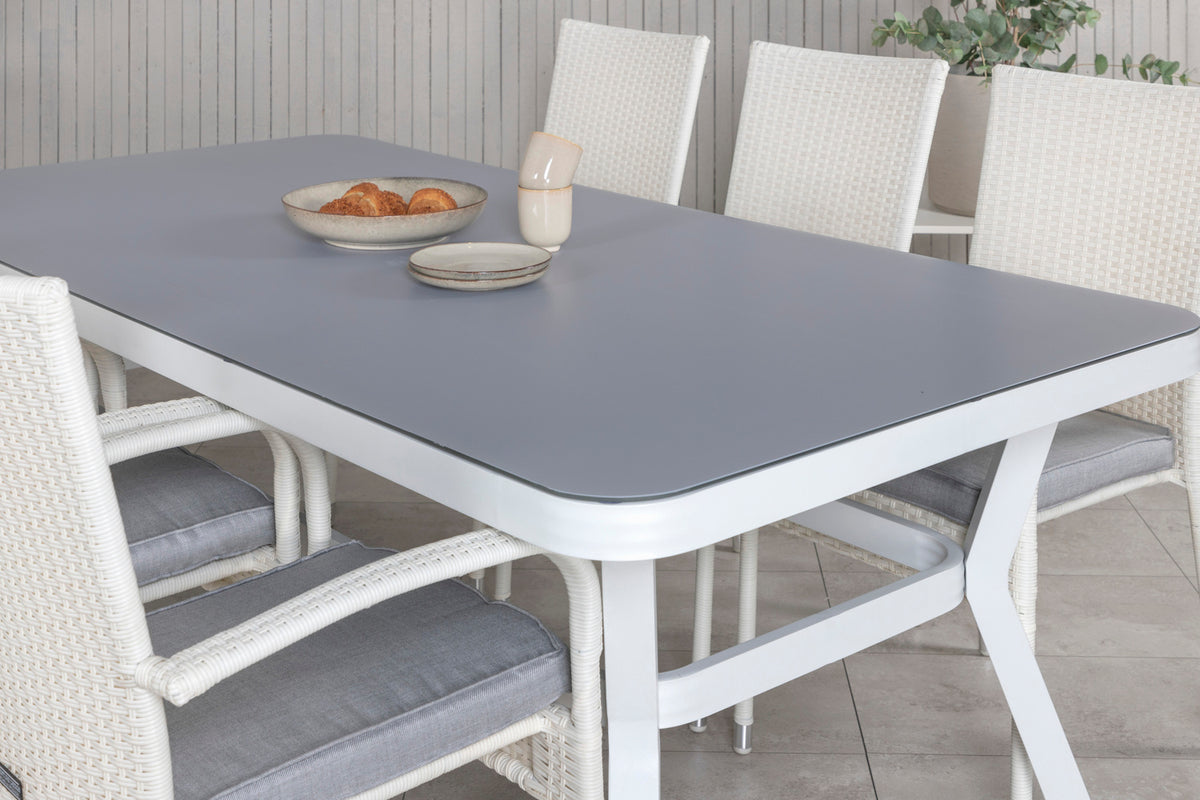 Virya & Anna Spisebord 200x100 + Spisestole Hvid