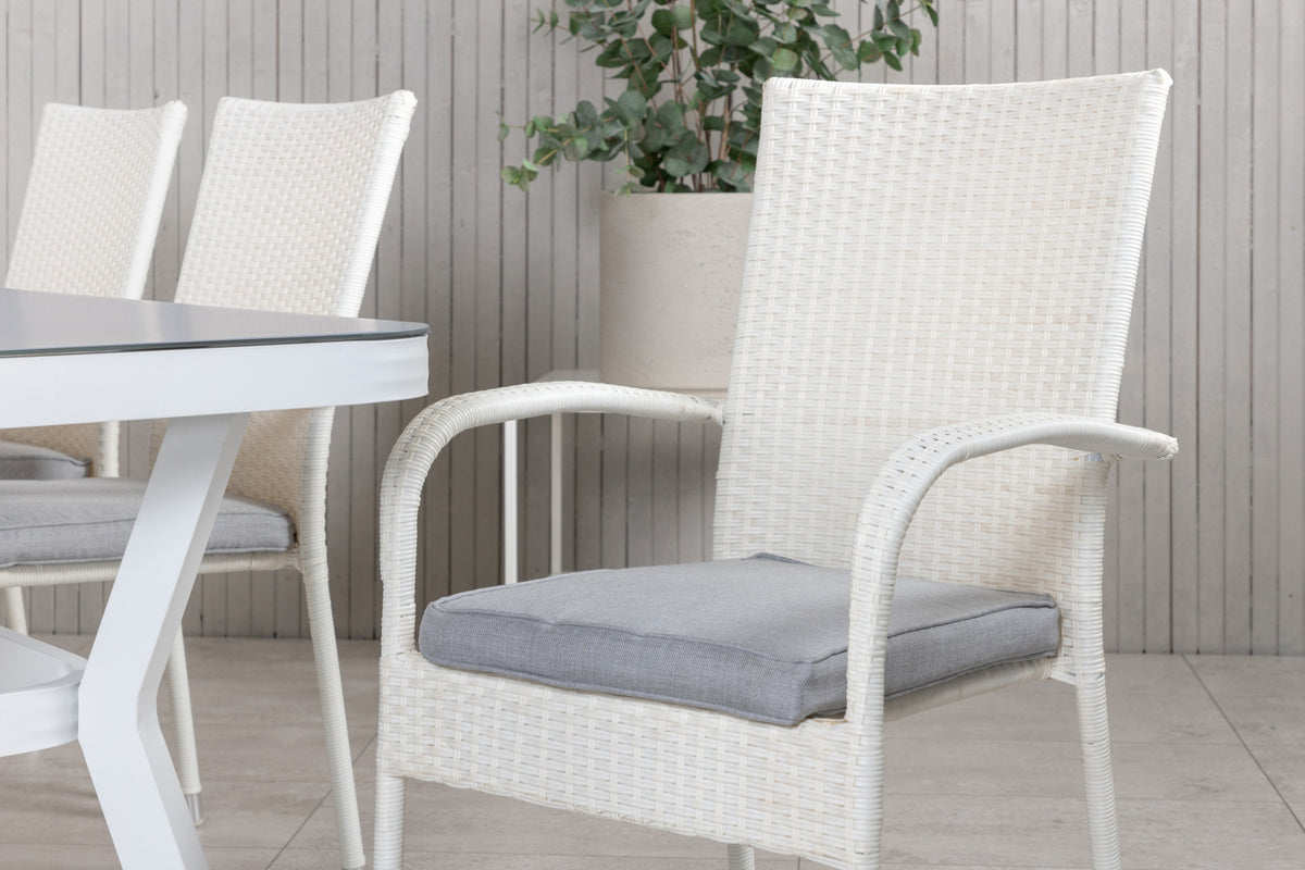 Virya & Anna Spisebord 200x100 + Spisestole Hvid