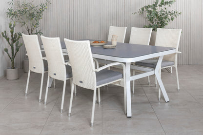 Virya & Anna Spisebord 200x100 + Spisestole Hvid