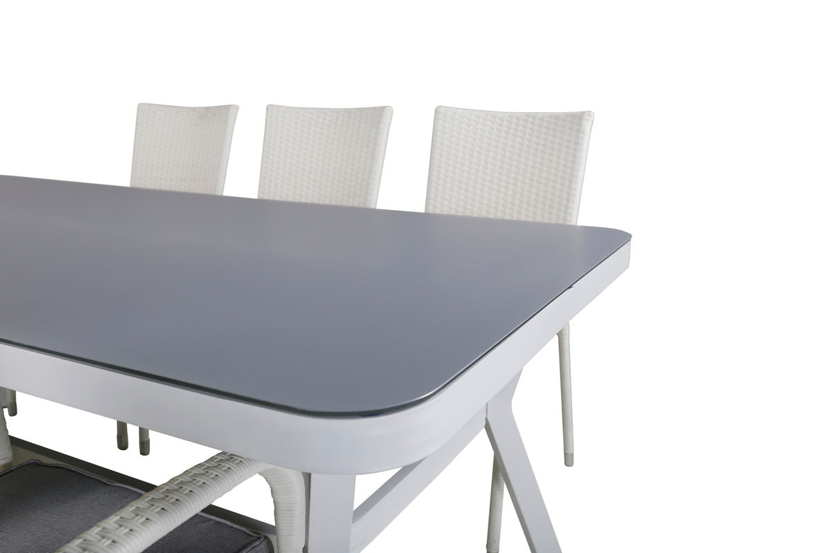 Virya & Anna Spisebord 200x100 + Spisestole Hvid