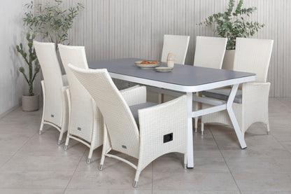 Virya & Padova Spisebord 200x100 + Reclinerstole Hvid