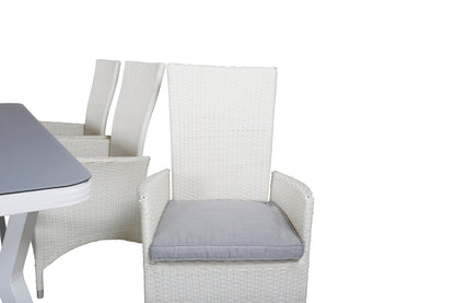 Virya & Padova Spisebord 200x100 + Reclinerstole Hvid