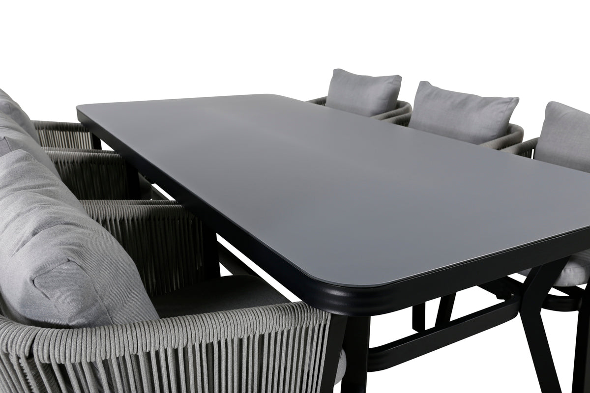 Virya Rektangulære Spisebord 200x100 Sort + Spisestole Sort