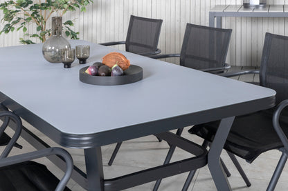 Virya & Alina Spisebord 200x100 + Spisestole Sort