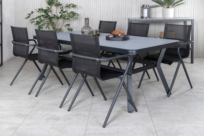 Virya & Alina Spisebord 200x100 + Spisestole Sort