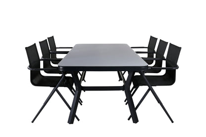 Virya & Alina Spisebord 200x100 + Spisestole Sort