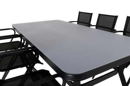 Virya & Alina Spisebord 200x100 + Spisestole Sort