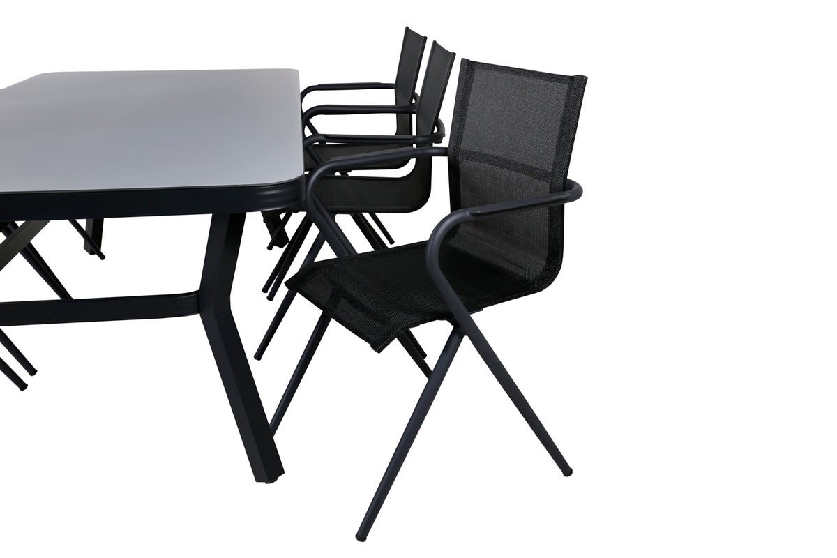 Virya & Alina Spisebord 200x100 + Spisestole Sort