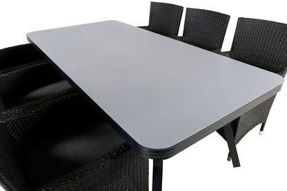 Virya & Malin Spisebord 200x100 + Spisestole Sort