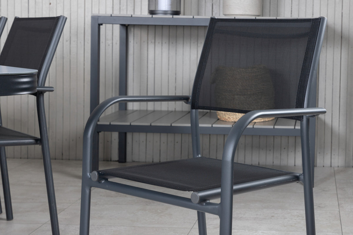 Virya & Santorini Spisebord 200x100 + Spisestole Sort