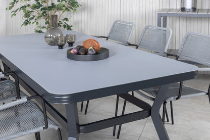 Virya & Lindos Spisebord 200x100 + Spisestole Grå