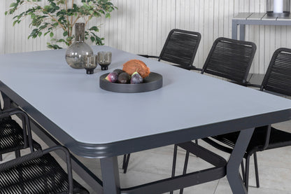 Virya & Lindos Spisebord 200x100 + Spisestole Sort